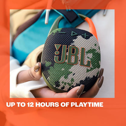 JBL Clip 5 - Ultra-Portable, Waterproof & Dustproof Bluetooth Speaker, Big Pro Sound with Punchy bass, Integrated Carabiner, Up to 12 Hours of Play