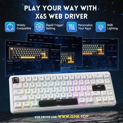 ATTACK SHARK X65 HE Wired RT 65% RGB Mechanical Gaming Keyboard - White