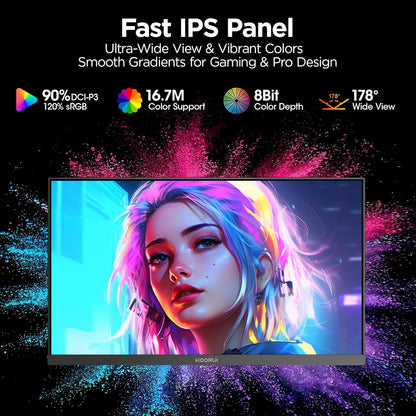 KOORUI G2411P Gaming Monitor, 24" Fast IPS Computer Monitor, 200Hz FHD HDR400 Display, 1ms PC Screen, 90% DCI-P3 Color Gamut, Adaptive Sync, Ultra Slim Frame