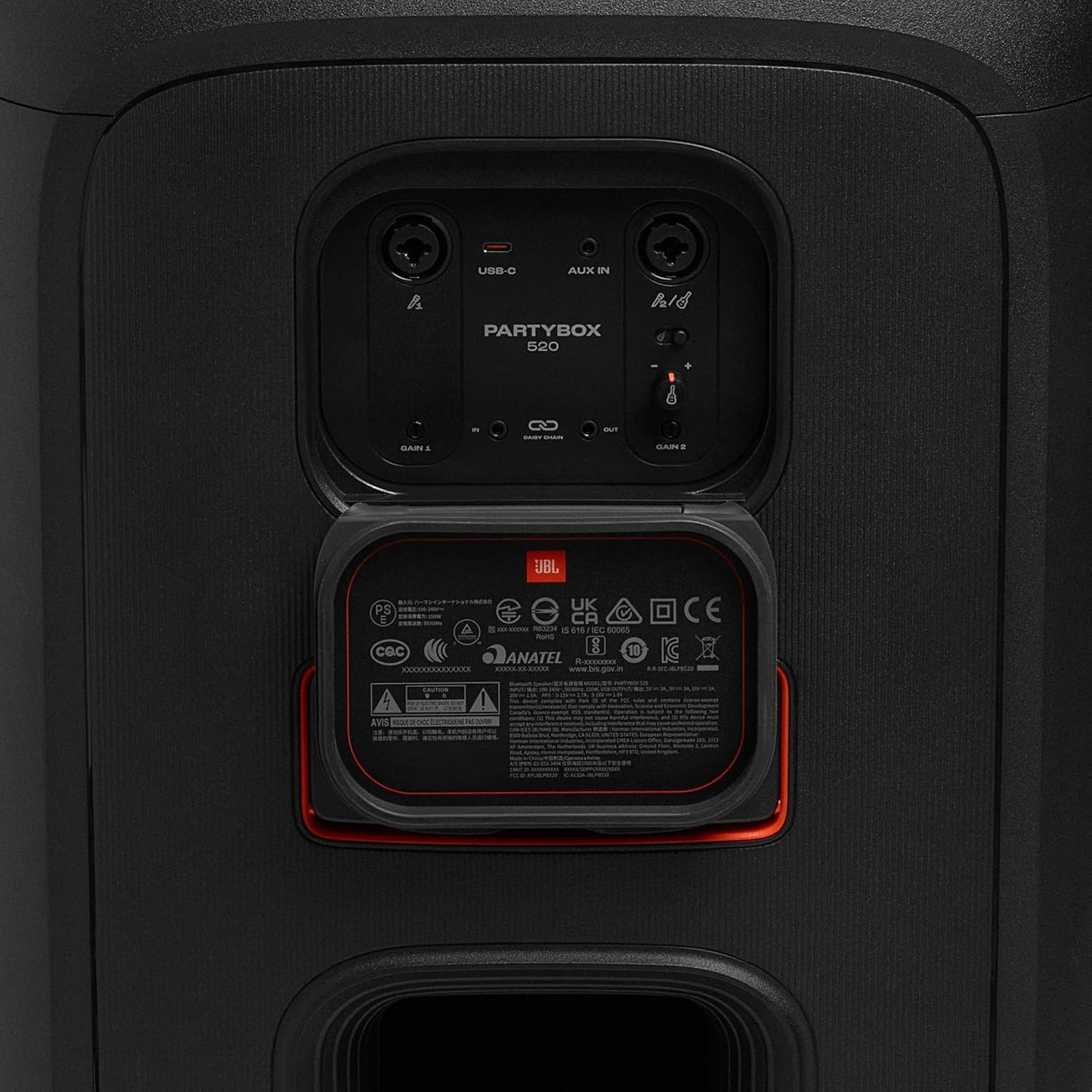 JBL PartyBox 520 - Portable Battery-Powered Party Speaker with AI Sound Boost, Up to 15 Hours of Play time