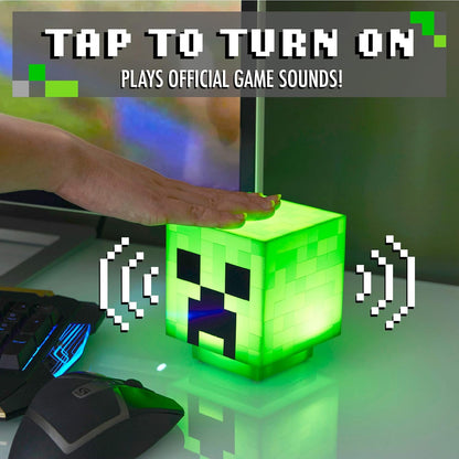 Paladone Minecraft Creeper Desk Light with Official Creeper Sounds, Night Light USB Rechargeable