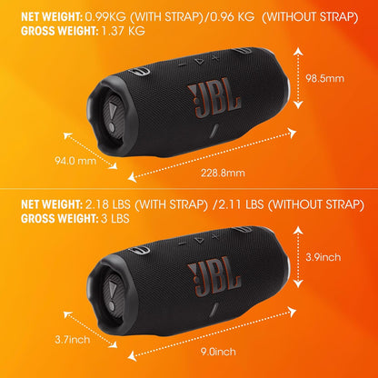 JBL Charge 6 - Portable Waterproof & Drop-Proof Bluetooth Speaker, Bold Pro Sound with AI Sound Boost, 28Hrs of Playtime, Built-in powerbank & Comes with a Sturdy/Removable Carrying Strap
