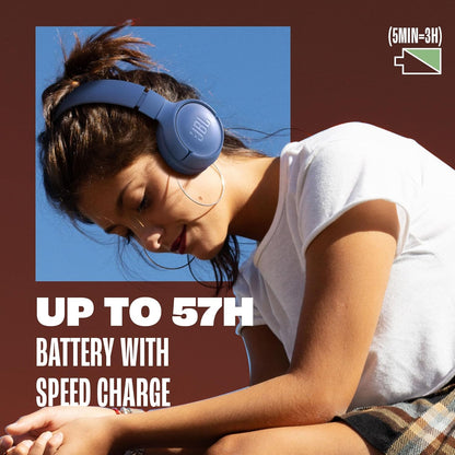 JBL Tune 520BT - Wireless On-Ear Headphones, Up to 57H Battery Life - Blue | Black | White | Purple