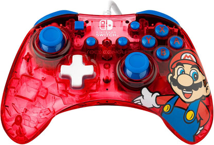 PDP Rock Candy Wired Gaming Switch Pro Controller - Mario - Red - Official License Nintendo - OLED