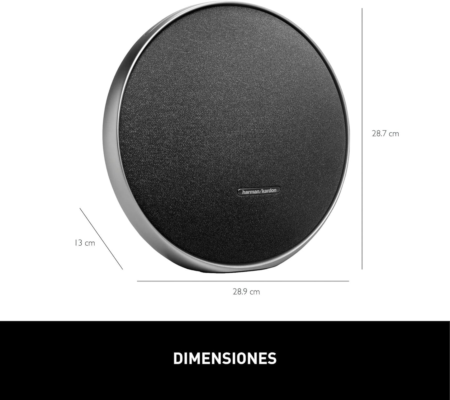 Harman Kardon Onyx Studio 9 - Portable Stereo Bluetooth Home Speaker with Built-in Battery and USB Charging, self-Tuning, and Multi-Speaker Connection by Auracast - Black | Grey
