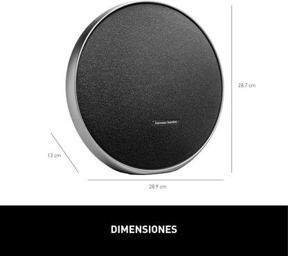 Harman Kardon Onyx Studio 9 - Portable Stereo Bluetooth Home Speaker with Built-in Battery and USB Charging, self-Tuning, and Multi-Speaker Connection by Auracast - Black | Grey