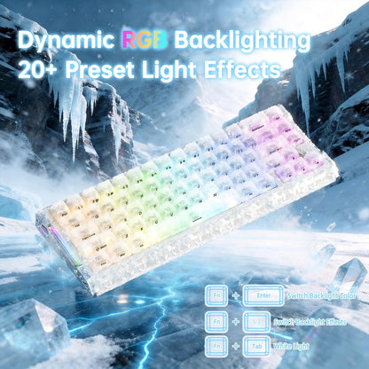 ATTACK SHARK R68 HE 8000Hz Rapid Trigger Keyboard Magnetic Switch, RGB Backlit, C01 Coiled Cable - Ice Ninja