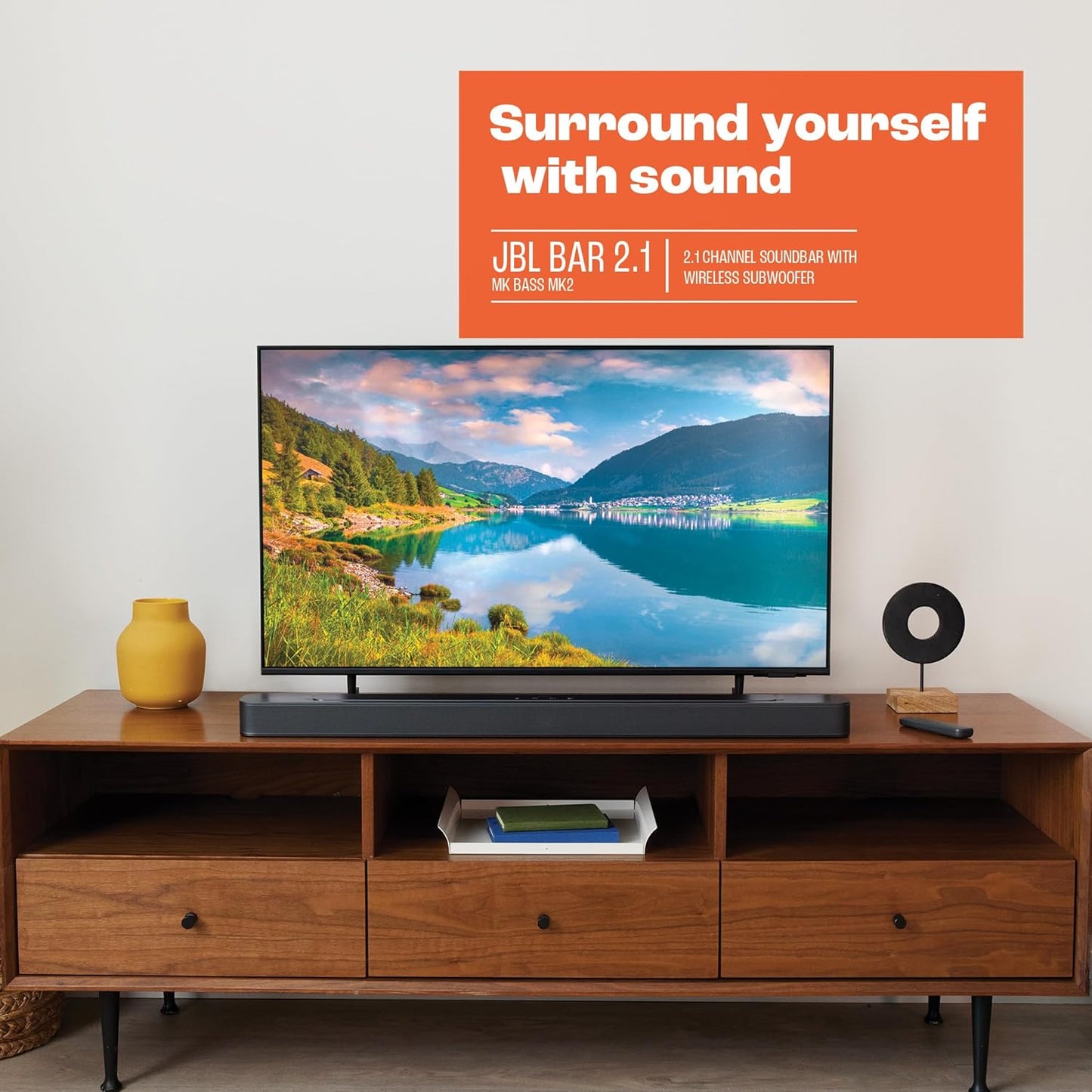 JBL SoundBar 2.1 Deep Bass MK2 Television Speaker for Home Entertainment Sound System, Sleek and Compact Design with JBL Surround Sound, Black
