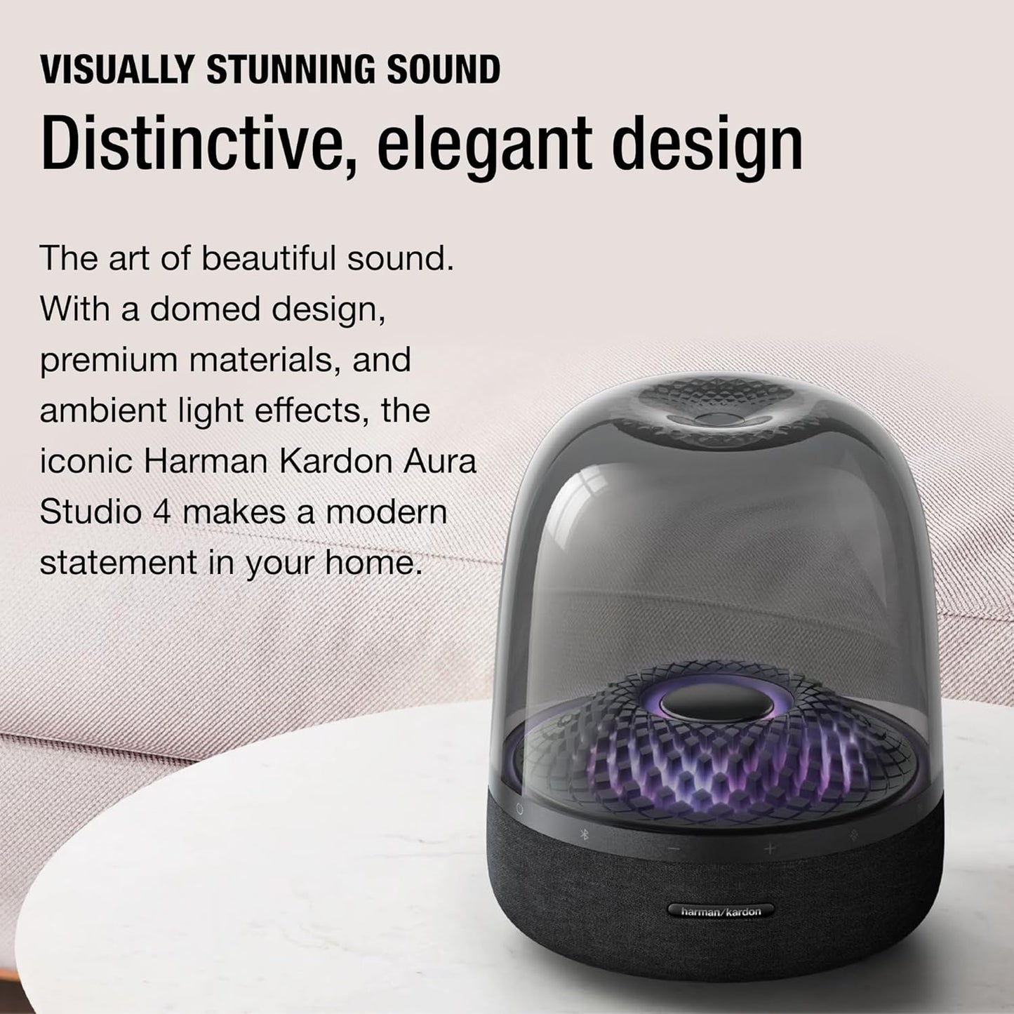 Harman Kardon Aura Studio 4 - Bluetooth Home Speaker - Superior Sound Performance - 5 Diamond-Effect Lighting Themes - Black | Gray