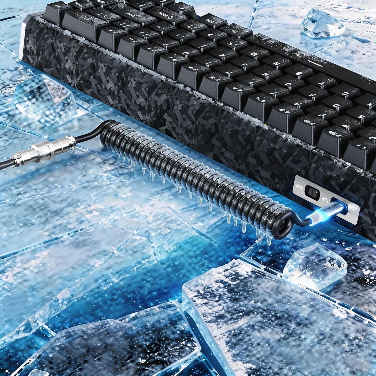 ATTACK SHARK R68 HE 8000Hz Rapid Trigger Keyboard Magnetic Switch, RGB Backlit, C01 Coiled Cable - Black