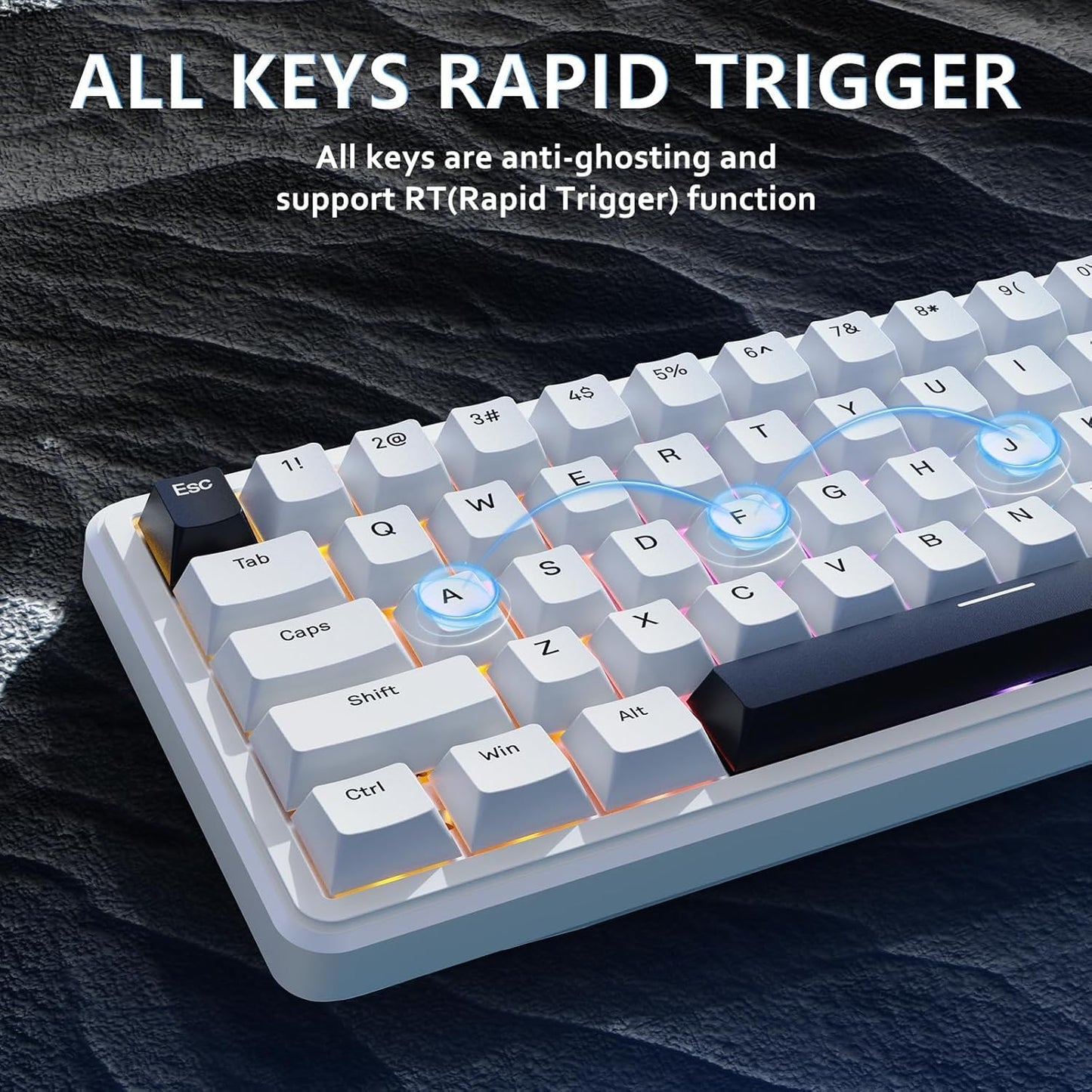 ATTACK SHARK X65 HE Wired RT 65% RGB Mechanical Gaming Keyboard - White