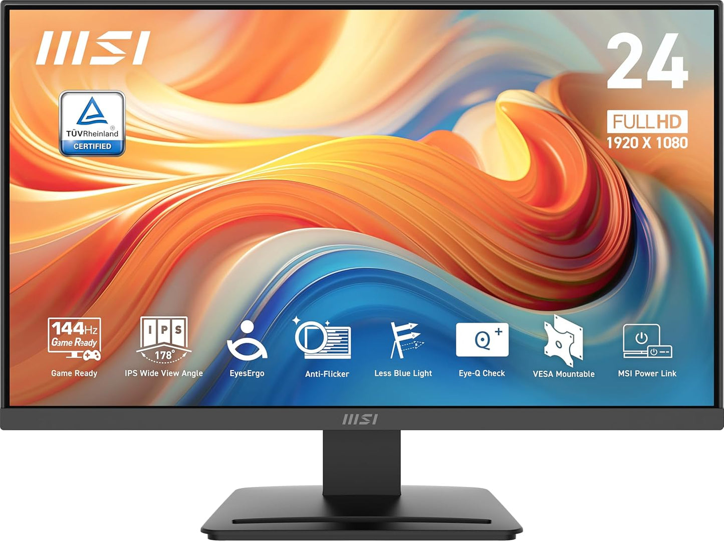 MSI PRO MP243L E14 24-inch IPS 1920 x 1080 (FHD) Gaming Office Monitor, 144Hz, Free-Synch, HDR Ready