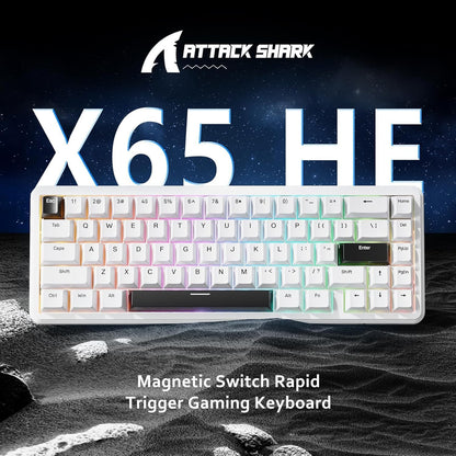 ATTACK SHARK X65 HE Wired RT 65% RGB Mechanical Gaming Keyboard - White
