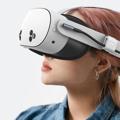 كابل KIWI Design Link بطول 5 أمتار متوافق مع Quest 3S/3/2/1/Pro، مع مشبك كابل، نقل بيانات الكمبيوتر بسرعة عالية، كابل USB 3.0 إلى USB C 