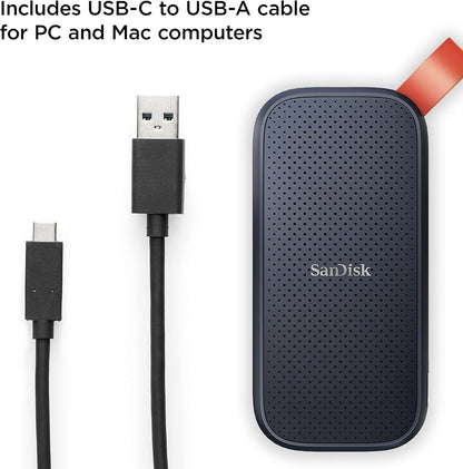 محرك أقراص الحالة الصلبة المحمول SanDisk سعة 1 تيرابايت - سرعة تصل إلى 800 ميجابايت/ثانية، USB-C، USB 3.2 الجيل الثاني، برنامج ثابت مُحدث - محرك أقراص الحالة الصلبة الخارجي - SDSSDE30-1T00-G26