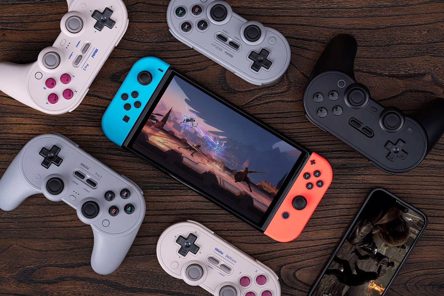 8BitDo Pro 2 Bluetooth Controller for Switch/Switch 2, Hall Effect Joysticks, 2 Pro Back Paddle Buttons, Wireless Gaming Controller for Switch, PC, Android, and Steam Deck & Apple - Gray | Black