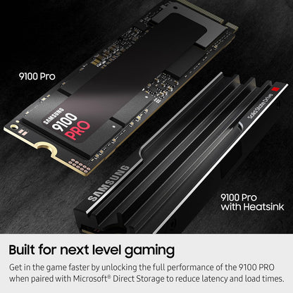 Samsung 9100 PRO 8TB NVMe SSD with Heatsink – PCIe 5.0 x4, 14,800MB/s Read, 13,400MB/s Write, 8GB DRAM, 4,800TBW & Samsung V-NAND TLC