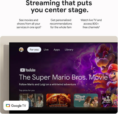 جهاز Google TV Streamer 4K للتحكم الذكي في المنزل - سعة تخزين 32 جيجابايت - بورسلين 