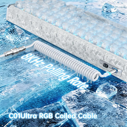 ATTACK SHARK R68 HE 8000Hz Rapid Trigger Keyboard Magnetic Switch, RGB Backlit, C01 Coiled Cable - Ice Ninja
