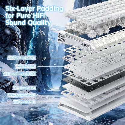 ATTACK SHARK R68 HE 8000Hz Rapid Trigger Keyboard Magnetic Switch, RGB Backlit, C01 Coiled Cable - Ice Ninja