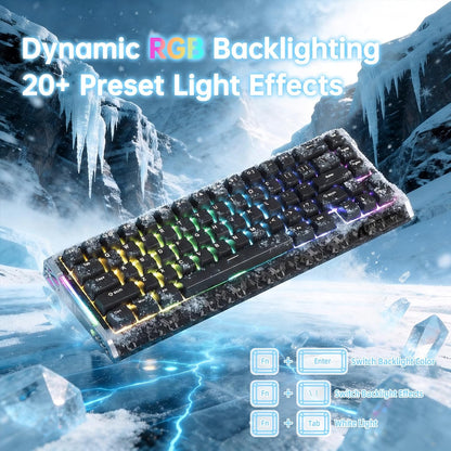 ATTACK SHARK R68 HE 8000Hz Rapid Trigger Keyboard Magnetic Switch, RGB Backlit, C01 Coiled Cable - Black