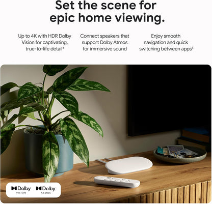 جهاز Google TV Streamer 4K للتحكم الذكي في المنزل - سعة تخزين 32 جيجابايت - بورسلين 