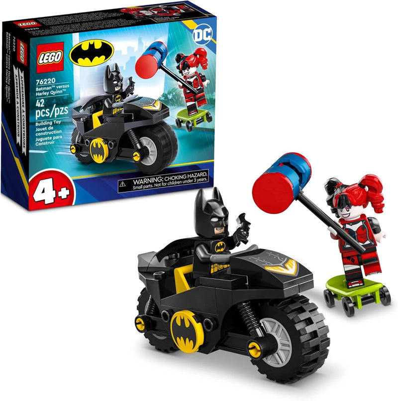 LEGO DC Batman Versus Harley Quinn 76220, Superhero Action Figure Set with Skateboard and Motorcycle