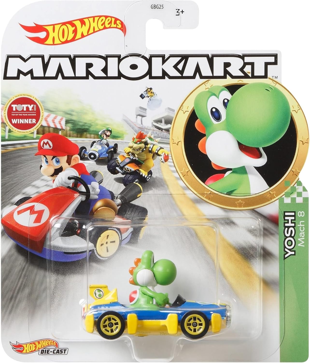 Hot Wheels Mario Kart - Yoshi with Captain Toad & Shy Guy (Triple Pack)