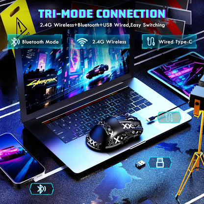 Attack Shark V3 Tri-Mode Wireless Gaming Mouse 62g Lightweight Ergonomic - Black