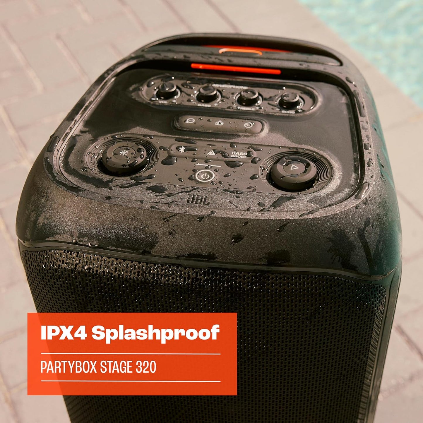 JBL PartyBox Stage 320 - Portable Party Speaker with Telescopic Handle & Wide, Sturdy Wheels, Powerful JBL Pro Sound, Up to 18 Hours of Play time