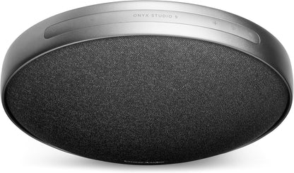 Harman Kardon Onyx Studio 9 - Portable Stereo Bluetooth Home Speaker with Built-in Battery and USB Charging, self-Tuning, and Multi-Speaker Connection by Auracast - Black | Grey