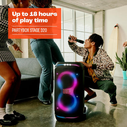 JBL PartyBox Stage 320 - Portable Party Speaker with Telescopic Handle & Wide, Sturdy Wheels, Powerful JBL Pro Sound, Up to 18 Hours of Play time