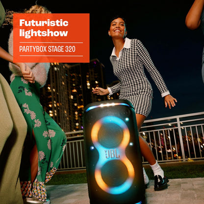 JBL PartyBox Stage 320 - Portable Party Speaker with Telescopic Handle & Wide, Sturdy Wheels, Powerful JBL Pro Sound, Up to 18 Hours of Play time