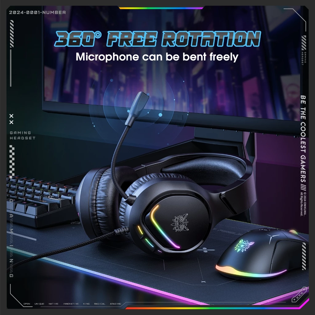 Onikuma X31 RGB Wired Gaming Headset with Noise Cancelling Microphone