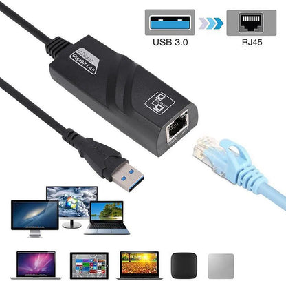 USB 3.0 to Ethernet Adapter, Driver Free 10/100/1000 Mbps Network RJ45 LAN Wired Gigabit Ethernet Adapter for Windows 10, 8.1, 7, XP, Linux, Mac OS, Chrome OS