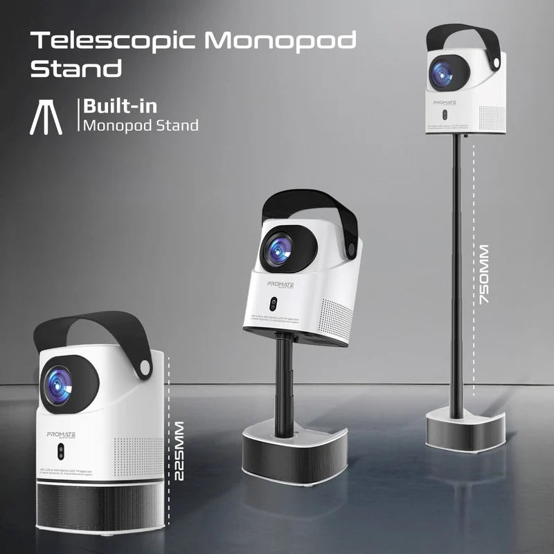 4K Ultra HD Wireless LCD Projector With Built-in Speaker And Monopod Stand – High-Resolution Display, Seamless Connectivity, Portable Design, And Immersive Audio