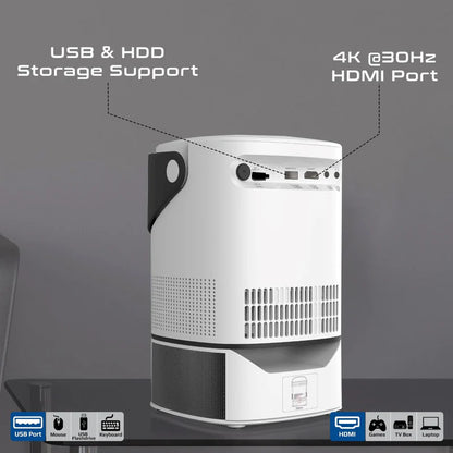 4K Ultra HD Wireless LCD Projector With Built-in Speaker And Monopod Stand – High-Resolution Display, Seamless Connectivity, Portable Design, And Immersive Audio