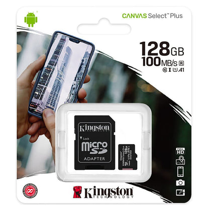 بطاقة ذاكرة كينجستون microSDXC Canvas Select Plus A1 Class 10 UHS-I سعة 32 جيجابايت | 64 جيجابايت | 128 جيجابايت | 256 جيجابايت | 512 جيجابايت