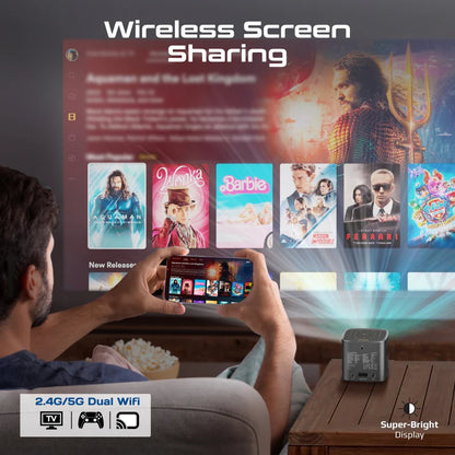 PROMATE CubeCast Ultra-Mini 1080P Wireless DLP Projector – Android 7.1, Touch Controls, Auto Keystone, Bluetooth 5.0, HDMI, Built-in Speaker, 3300mAh Battery, Tripod Included