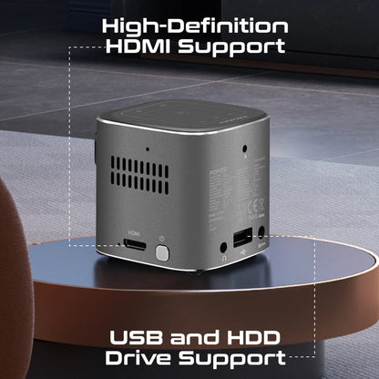 PROMATE CubeCast Ultra-Mini 1080P Wireless DLP Projector – Android 7.1, Touch Controls, Auto Keystone, Bluetooth 5.0, HDMI, Built-in Speaker, 3300mAh Battery, Tripod Included