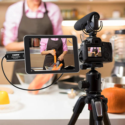 HDMI Video Capture Device 4K Input To 1080P Output, USB Plug & Play , 8/10/12-bit Deep Color Processing, up to 15 meters of HDMI Cable Input,  Supports OBS, VLC, Android, macOS, Windows