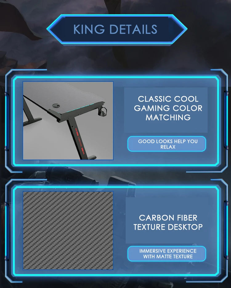 Z8 Gaming Desk With Built in Led Lights, Headset Holder and Cup Holder - 100CM | 120CM