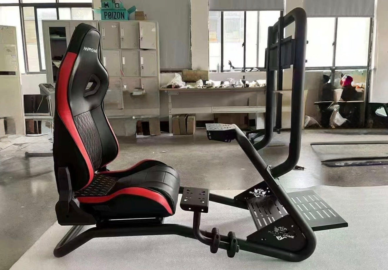 HypeGame Racing Steering Wheel Simulator With Monitor/TV Bracket - Black/Red