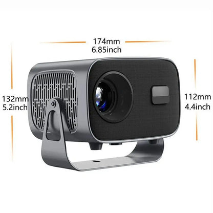 A10 LED Smart Projector Android 13 Dual WiFi Bluetooth 5.0 200 ANSI Lumens Auto Focus Portable Dual 5W Speakers Adjustable 40-160 Inch Projection