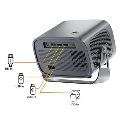 A10 LED Smart Projector Android 13 Dual WiFi Bluetooth 5.0 200 ANSI Lumens Auto Focus Portable Dual 5W Speakers Adjustable 40-160 Inch Projection