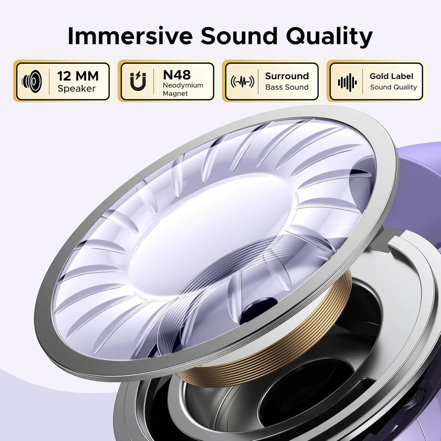 UGREEN HiTune S3 Open Ear Bluetooth 5.4 Earbuds 30H Playtime IPX5 Waterproof Clip-On Headphones, 12mm Drivers, ENC Mic, Low Latency Game Mode - Purple | White | Black