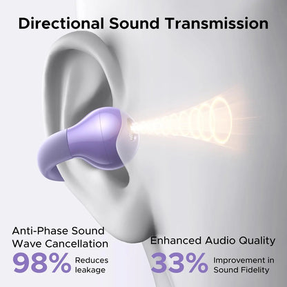 UGREEN HiTune S3 Open Ear Bluetooth 5.4 Earbuds 30H Playtime IPX5 Waterproof Clip-On Headphones, 12mm Drivers, ENC Mic, Low Latency Game Mode - Purple | White | Black