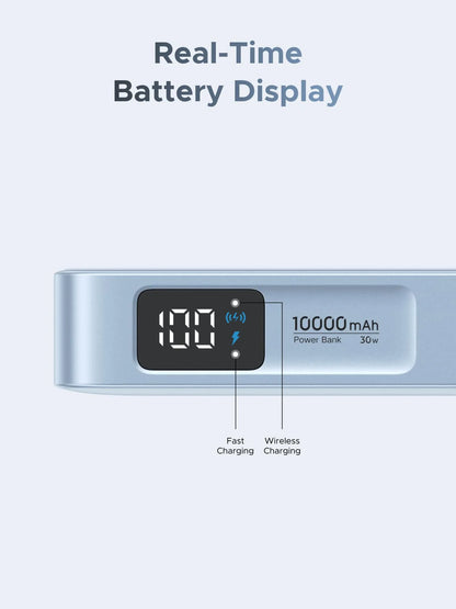 UGREEN MagFlow 10000mAh Magnetic Power Bank, Qi2 25W Wireless Charging, 30W USB-C Built-In Cable, 17 Magnet Snap for MagSafe , Fast Charge for iPhone 12-17 Compatible | BLUE