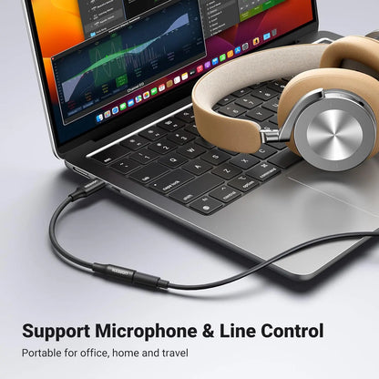 UGREEN USB-C To 3.5mm Audio Adapter – 24bit/96kHz Hi-Fi DAC, AUX Headphone Jack, Inline Control, Braided Cable, Compatible With iPhone 17/16, Galaxy S26/S25, Pixel, iPad, PS5