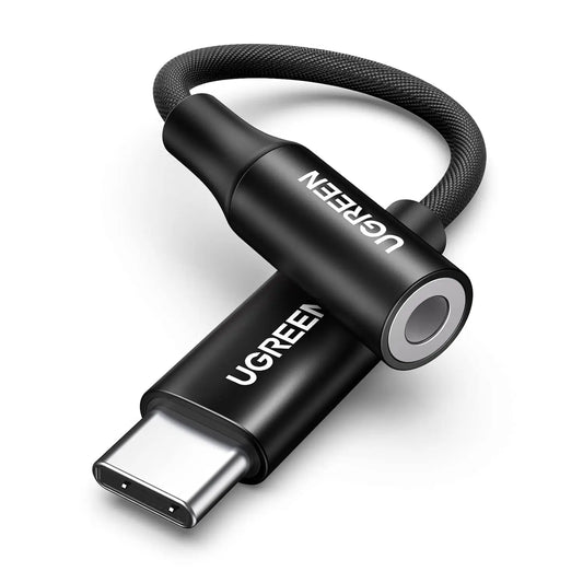 UGREEN USB-C To 3.5mm Audio Adapter – 24bit/96kHz Hi-Fi DAC, AUX Headphone Jack, Inline Control, Braided Cable, Compatible With iPhone 17/16, Galaxy S26/S25, Pixel, iPad, PS5